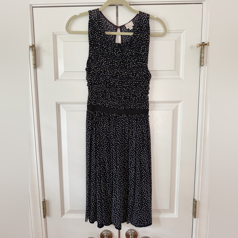 Anthropologie Black and White Patterned Midi Dress